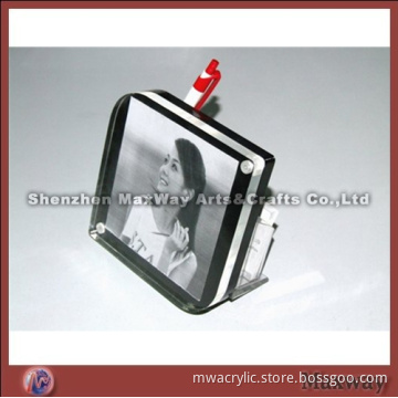 Black Square 4"*6" High Grade Acrylic Picture Frame Photo Frame with Pen Holder